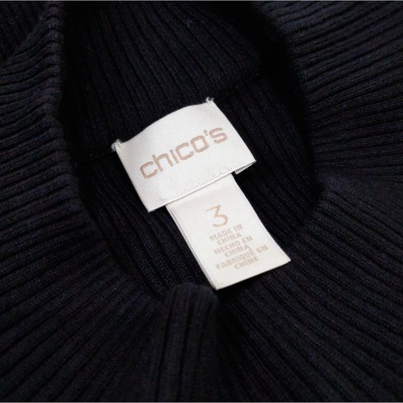 Chico’s Size 3 XL Black Half Sleeve Crew Neck Sweater - Picture 2 of 10